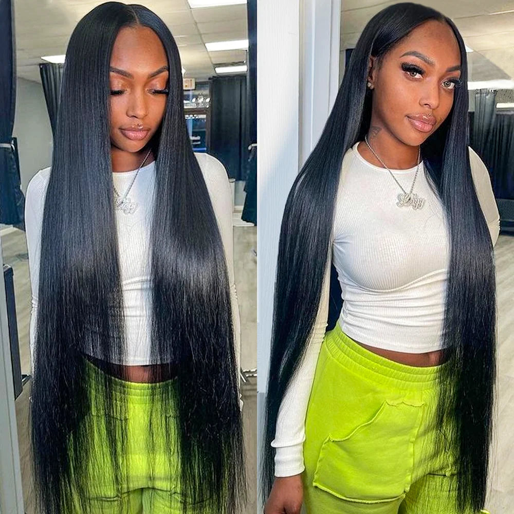 30 36 40 Inch Straight 13x6 HD Lace Frontal Wig Human Hair Transparent Lace Front Wig 300% Full Human Hair Lace Wigs on Sale