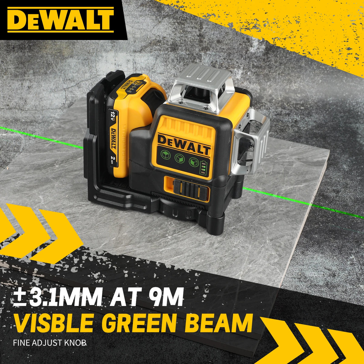 DEWALT DW089LG 12 Lines Green Laser Level 12V Cordless 3x360° with