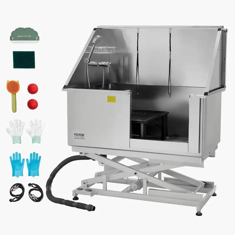 50" Electric Dog Grooming Tub Stainless Steel with Water Filter System
