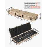 SucceBuy Hard Rifle Case Lockable Rifle Case w/ Pre-cut Foams & Wheels IP67 Waterproof Pistol Storage Cases for Rifles Shotguns