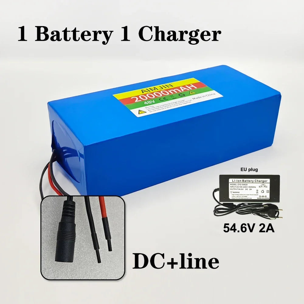 13S5P Battery Pack 48V battery 20Ah 18650 Lithium Suitable for scooters, mountain bikes ，with BMS