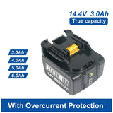 For Makita 14.4V 6Ah Rechargeable Power Tools Batteries 4S2P 18650 Li-ion Battery For Makita 14.4V BL1460 BL1430 1415 194066-1