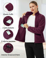 Pioneer Camp Women's Fuzzy Fleece Jacket Lightweight Full Zip Up Warm Soft Fleece Coat for Spring Fall Winter