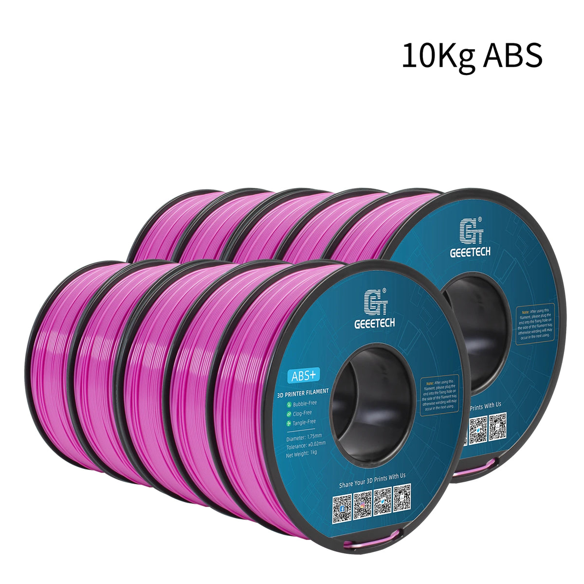 GEEETECH 10Kg 3D ABS+ Filament 1.75mm Spool Wire For 3D Printer Material,Safety, Vacuum packaging