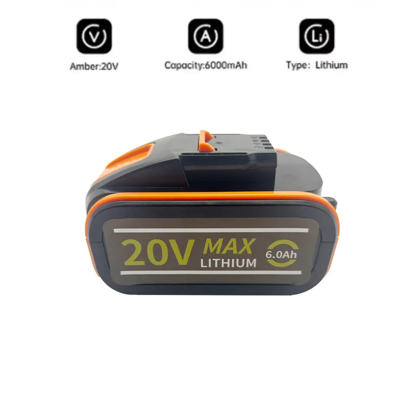 For worx 20V 6.0Ah Lithium battery Rechargeable WA3553 WA3551 WA3553.1 WA3570 for All WORX Electric and Garden Tools