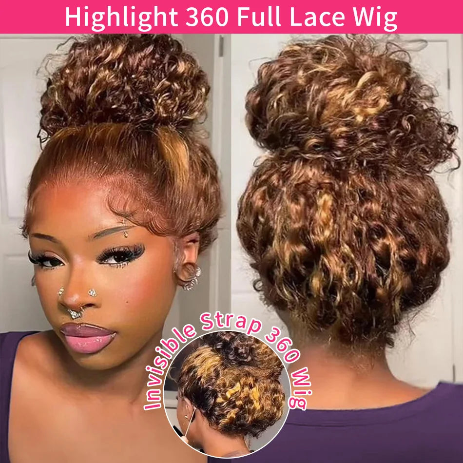 Body Wave Human Hair Wigs Highlight 4/27 HD Transparent Lace Frontal Wig 13x6 13x4 Human Hair For Women Preplucked Brazilian Wig