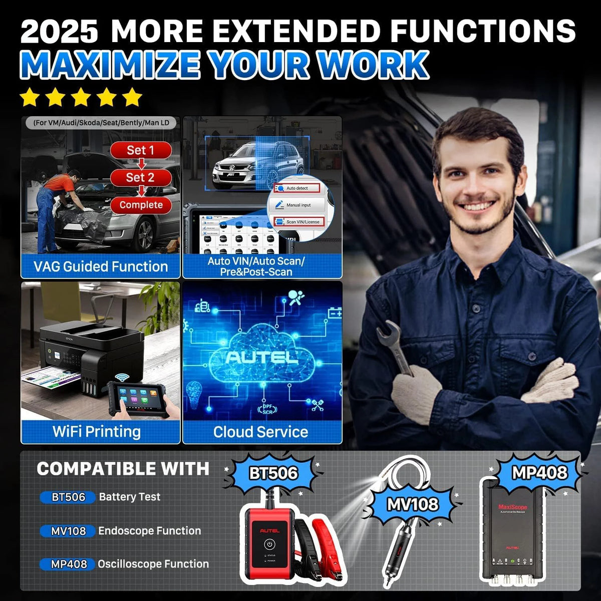 Autel MaxiCOM MK906S PRO Diagnostic Tool Bluetooth Scanner Automotivo ECU Coding MK906 PRO Automotive Tools PK MS906BT MK906 PRO