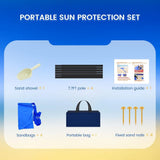 10x10FT Beach Tent Sun Shelter with UPF 50+, 8 Sandbags, Portable Canopy for Camping Fishing