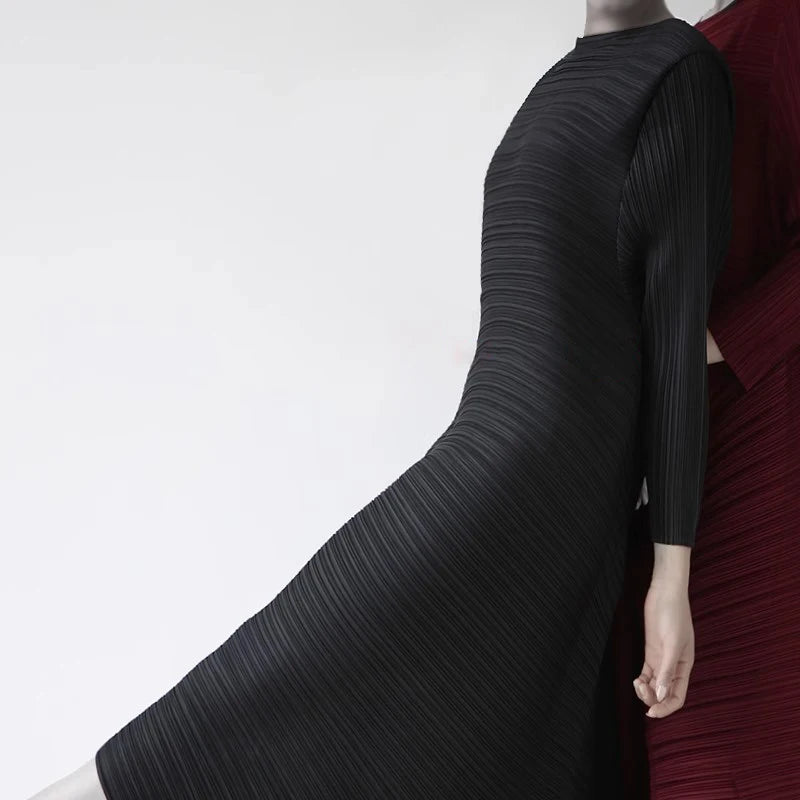 Miyake Pleated Original Design Large Size Dress Women's Spring Summer New Korean Style Causal Long Loose Clothes