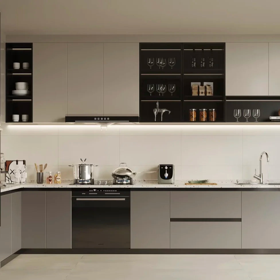 Factory Direct Sale of Modern Style Solid Wood Oak Waterproof Kitchen Cabinets Large Storage Space Eco-Friendly Multi-Functional