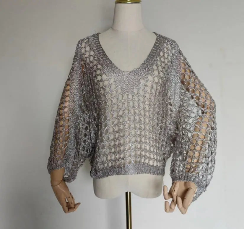 bling bling 3/4 sleeve golden t shirts women sexy knitted party t shirts women sequined t shirt for women