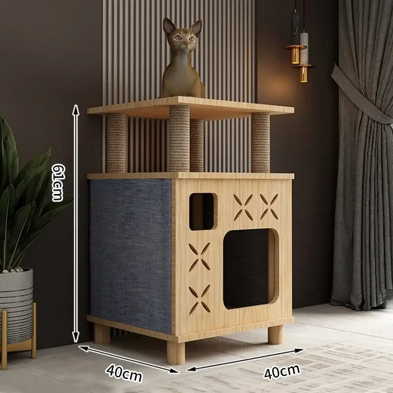 I L Solid Wood Cat Nest Cat Climbing Frame Space Capsule Cat Villa Nest Shelf Pet Toy Scratchers Products Furniture Accessories