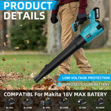 Cordless Leaf Blower For Makita 18V Battery 3-Speed Cannon Blower Super Powerful For Leaf Snow Dust Cleaning Blowing Power Tool