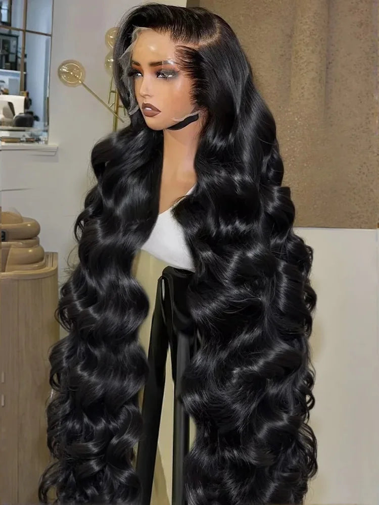 250 Density 46 Inch Body Waves 100% Human Hair 13x6 13x4 HD Transparent Lace Frontal Wig Pre Plucked Natural 360 Full Front Wigs