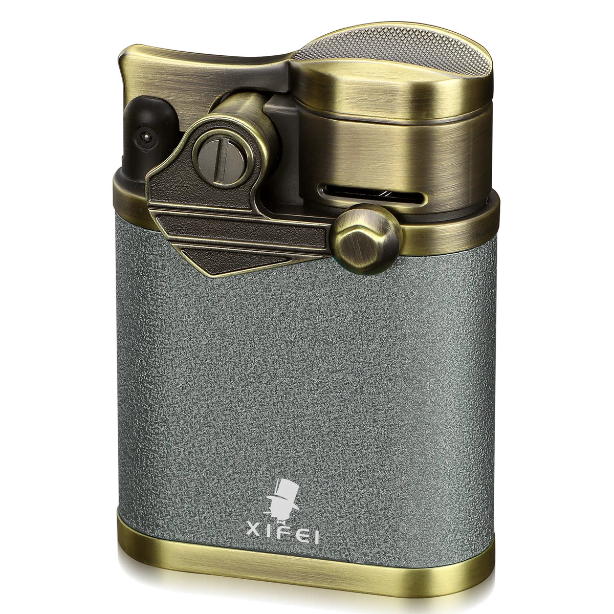 XIFEI Cigar Lighter 4 Jet Flame Torch Lighter with Cigar Holder, Windproof Rocker Arm Butane Lighter Adjustable Flame
