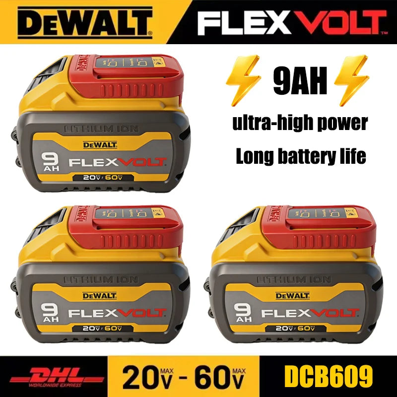100% DEWALT Battery 60V/20V 9Ah Li-Ion Battery DCB609 Dewalt FLEXVOLT Technology Strong And Long-Lasting Power With BMS Warranty