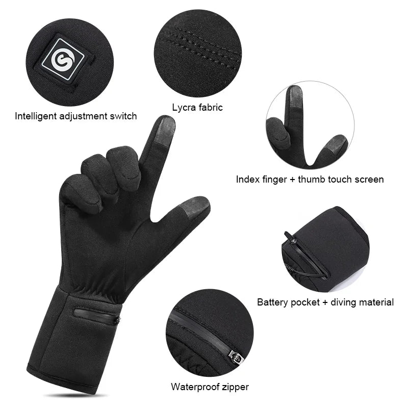 Rechargeable Electric Liner Heated Gloves Winter Warm Touch Skiing Gloves Outdoor Sports Riding Skiing Fishing Hunting