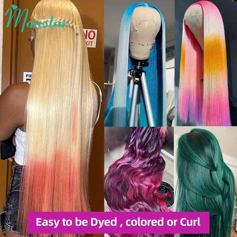 250 300 High Density Lace Wig 613 Blonde 13X4 13x6 Hd Lace Front Human Hair Wig Raw Hair Vietnamien Straight Human Hair 360 Lace