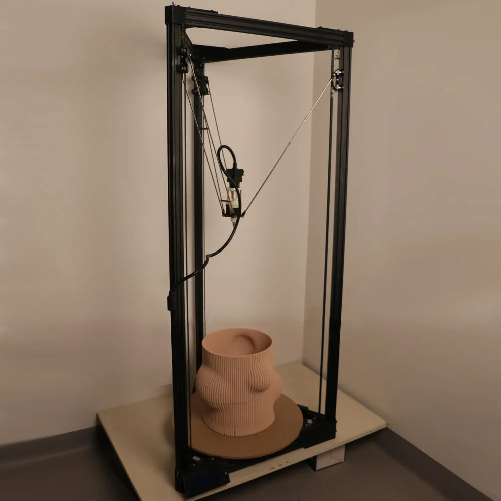 Clay 3D printer, Large pottery model printing 3D Kossel Delta Printer 2L barrel TC-500 DIY kit stable easy to use