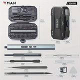 VMAN 156in1 Mini Electric Screwdriver Set Precision Repair Tools Magnetic Phillips Screw Driver Bits for iPhone PC Watch Camera