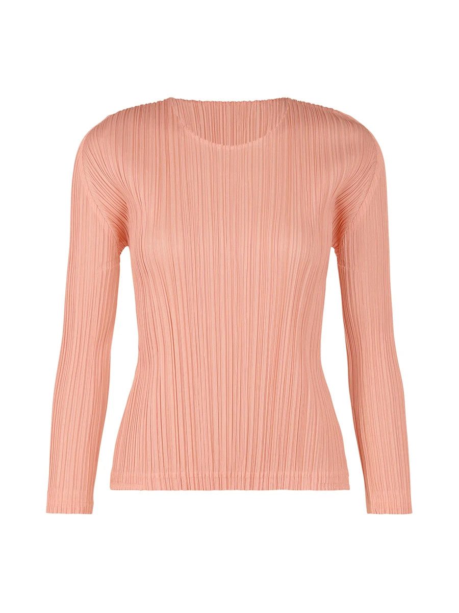 Miyake Pleated Causal Long Sleeve Top Women Classical Pleats Please T-shirt