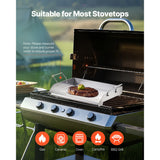 SucceBuy Stainless Steel Griddle Flat Top Rectangular Plate Grill-Top Griddle Pan Gas Grill Griddle for BBQ Portable Cookware