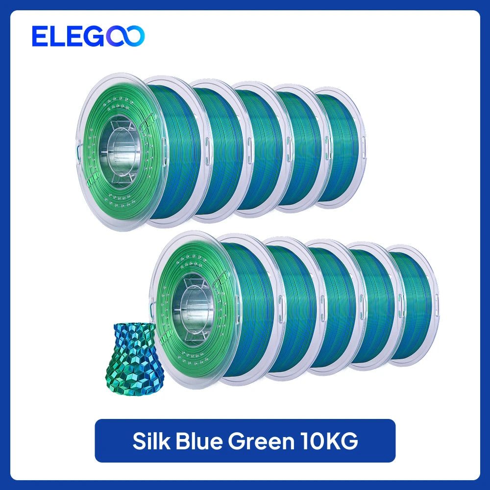ELEGOO 5KG/10KG 1.75mm Silk PLA Filament,3D Printer Filament 1kg Gold Silver Fits for Most FDM 3D Printers