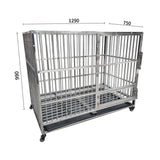 Stainless steel dog cage indoor foldable portable medium and large dog pet cage with tray square tube dog cage breeding
