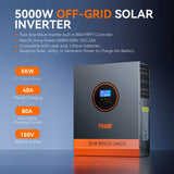 PowMr 5KW 48V to110V Hybrid Solar Inverter Max PV 500V with 80A MPPT Charger Controller Pure Sine Inverter for Lithium Battery