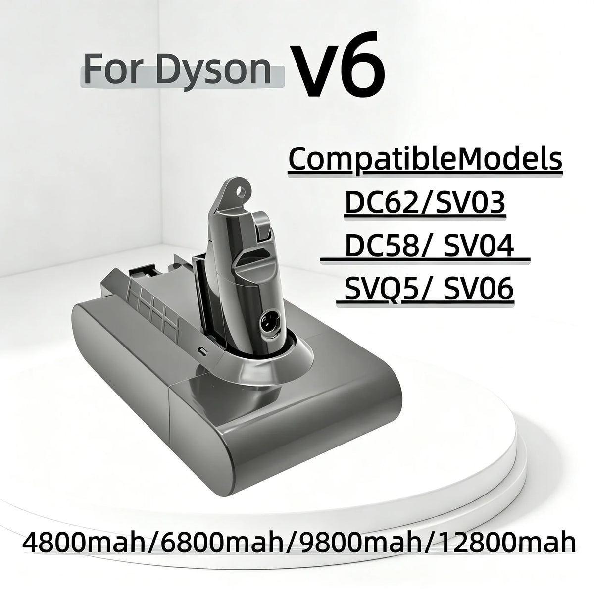 12800mAh Li-ion Battery for Dyson V6 DC59 DC62 21.6V Vacuum Cleaner Replacement 18650 Battery