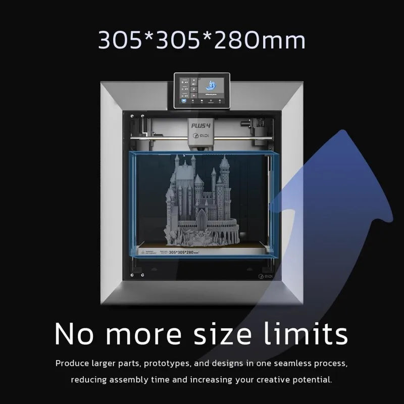 QIDI PLUS4 3D Printer 600mm/s Speed High-Temp 65℃ Chamber 370°C Direct Extruder Auto Leveling 1 Year for Industrial Use PLA