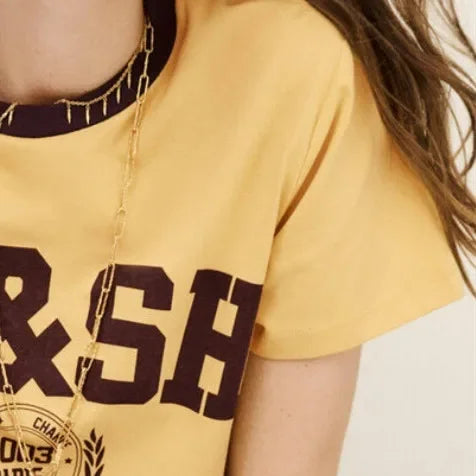 2026 Summer Women's White Letter Printed Round Neck Short Sleeve Casual Short Sleeve Top