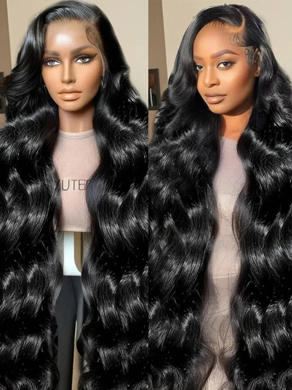 Body Wave 13x4 HD Lace Frontal Wigs Human Hair Brazilian 46 Inch Natural Black Wig Lace Front Human Hair Wigs For Women