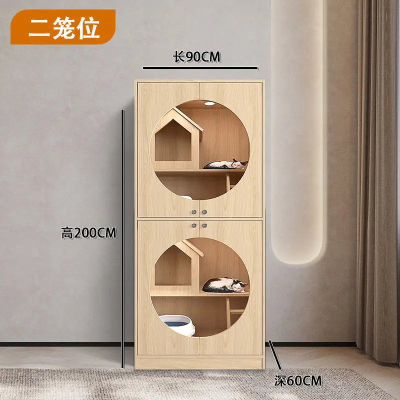 Cat villa cat house household solid wood interior cabinet house free space cat climbing frame integrated cage