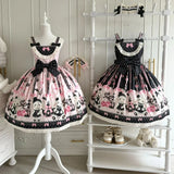 Japanese Kawaii Lolita Style Jsk Dress Women Sweet Cute Bow Lace Ruffles Party Mini Dresses Gothic Y2k Sleeveless Princess Dress