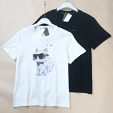 Summer New Women's Cotton Heat Transfer Letter Cartoon Pattern round Neck Short Sleeve T-Shirt Casual Slim Fit K Brand T-shirt