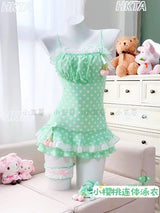 Cute Little Cherry One-piece Swimsuit Sweet Polka Dot Halter Strap Bow One-piece Vacation Hot Spring Bathing Suit Sexy Bikini