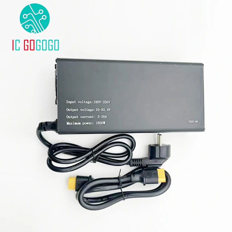 10V to 92.4V 3A to 30A Adjustable Lithium Battery Charger 24V 36V 48V 60V 72V 84V 15A 20A 25A Li-ion Ion Lifepo4 LFP Bluetooth