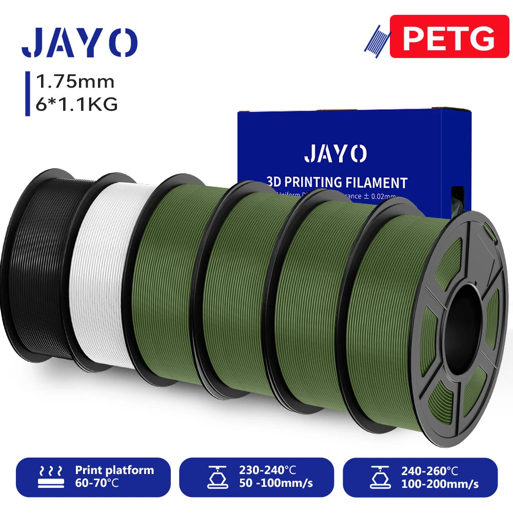 JAYO 3D PETG/ High Speed Matte PETG / PLA Classic Printer Filament 1.75mm 3D Printer Filament 6.6KG Neatly Wound PETG for 3D