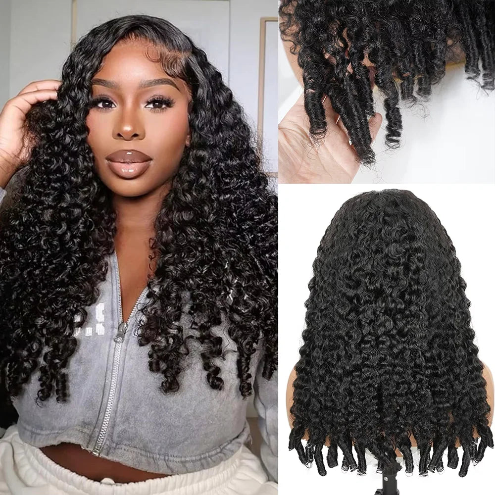 Burmese Curly Wigs Human Hair 7x6 Lace Frontal Wig 44 46 Inches For Women 7x6 Glueless Curly HD Lace Front Wigs With Spiral End