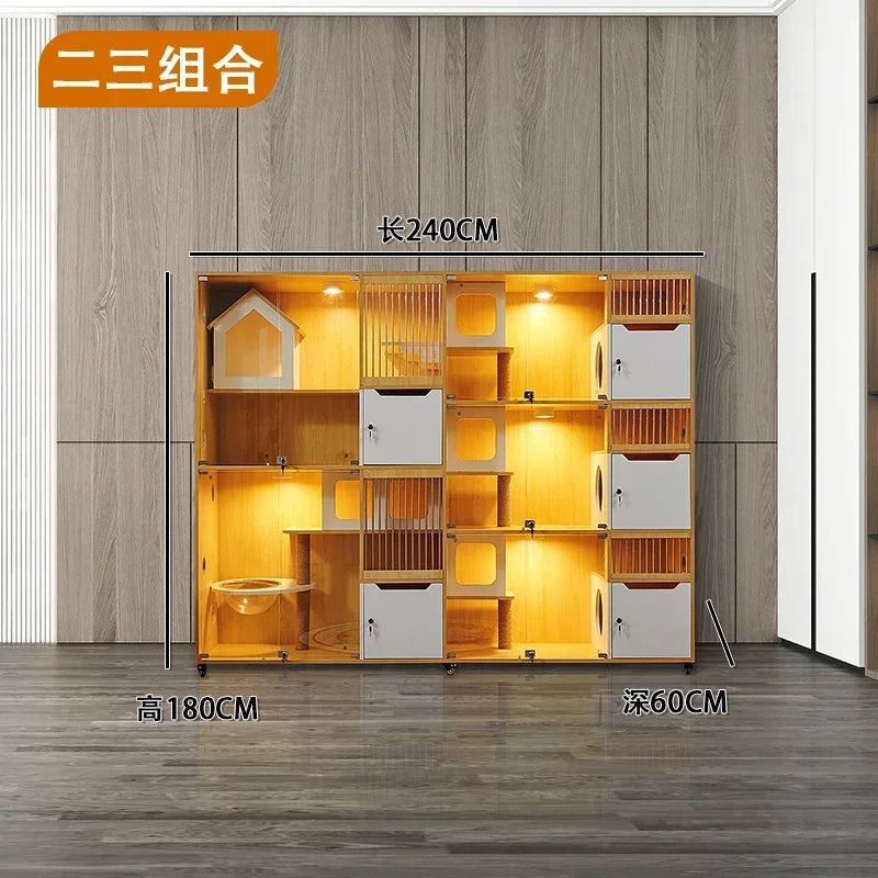 Cat cage villa solid wood household  display cabinet custom  cabinet  house pet store foster breeding three-layer  h