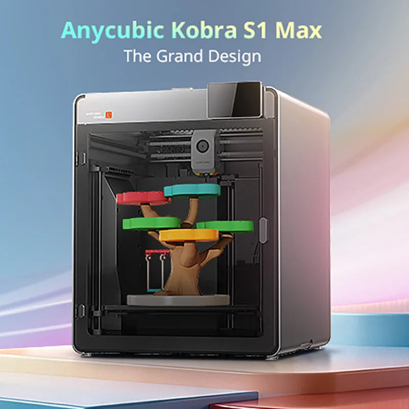 2026 New Anycubic Kobra S1 Max Multicolor 3D Printer Max 600mm/s Fast Speed with 350℃ Hotend Hardened Steel Nozzle 350×350×35