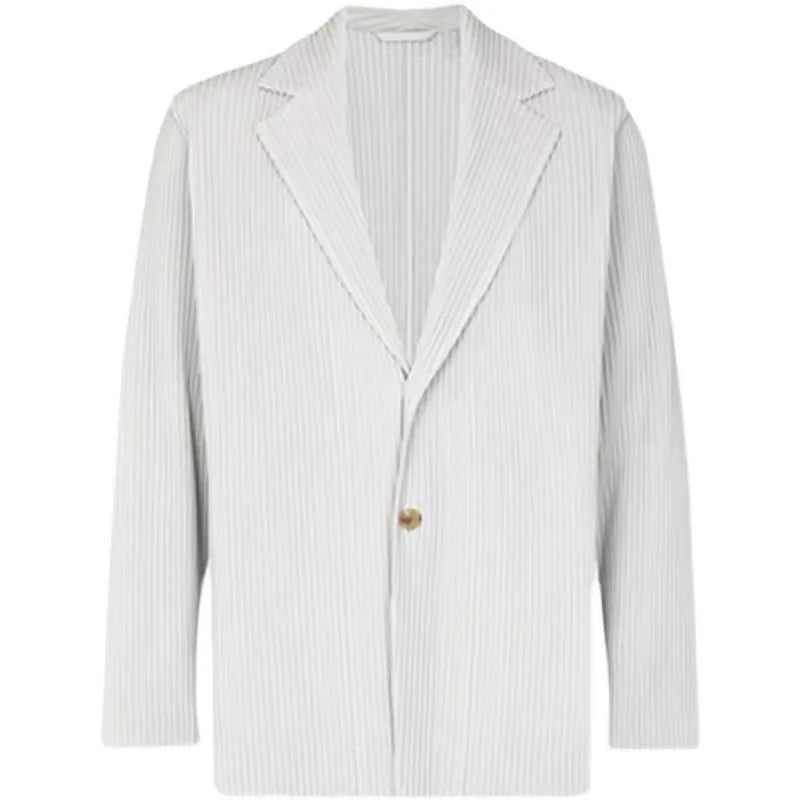 ISSEY Lined Japanese Miyake-Style Pleated Suit for Men Draped Loose Fit Versatile Casual Suit Jacket