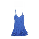Summer New Women's Heart Collar Layered Decoration Thin Strap ort Dr V-ne High Waist A-line Skirt Svel Gown