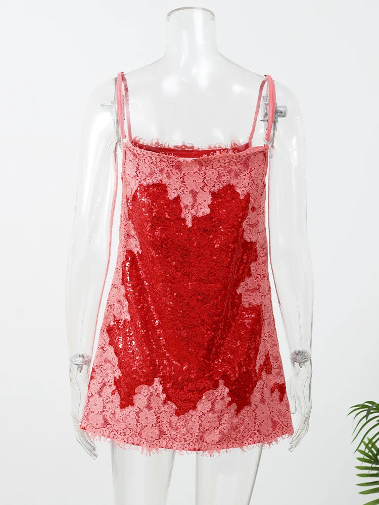 Women White Big Sequins Mini Slip Dress Deep V Spaghetti Strap Loose Short Dresses Club Night Out Birthday Party Gown 2026 New