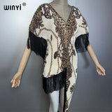 WINYI Women's Boho Maxi Kaftan Dress Africa Style Elegant Pleated Beach Cover-Up Elastic Luxury Party Evening Dubai Abaya