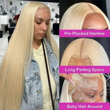 613 Blonde Straight Hd Transparent 13x6 Lace Frontal Wig 30 Inch 13x4 Brazilian Straight Human Hair Wig For Women