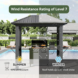 5 x 8 FT, Outdoor Metal Hard Top Gazebo, Permanent BBQ Pavilion with Galvanized Steel Roof, Patio, Backyard