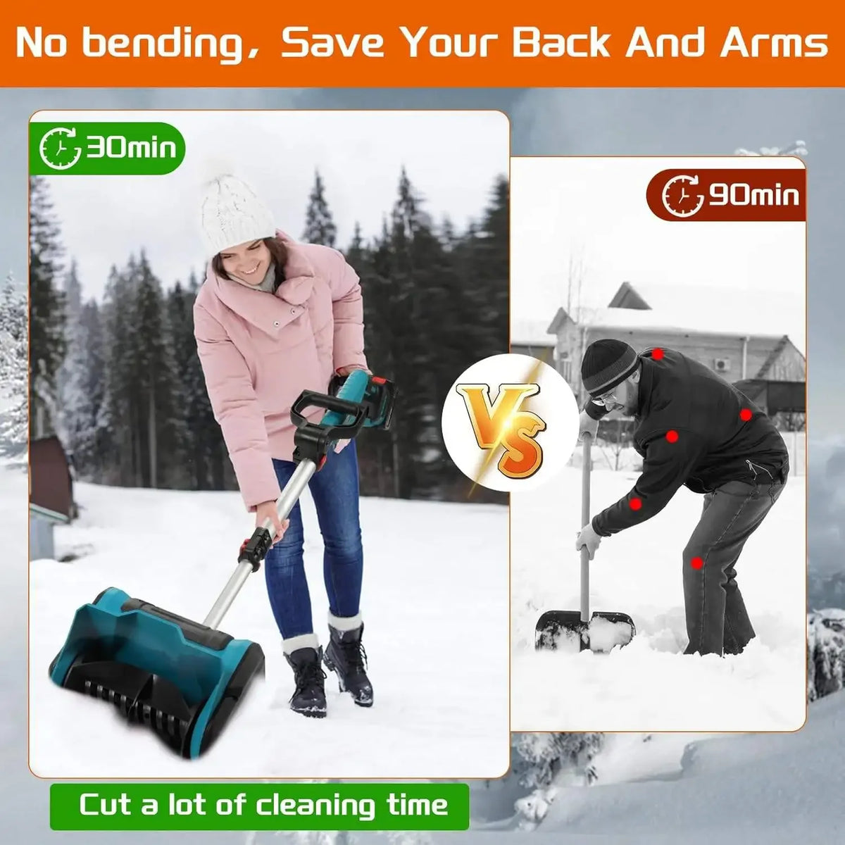 10 Inch Electric Snow Shovel for Makita Battery Adjustable Front Handle Telescopic Pole Lightweight Portable Snow Removal Tool