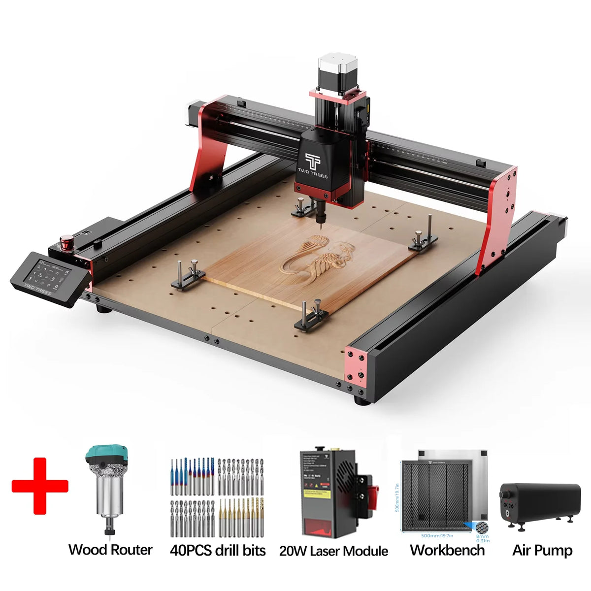 Twotrees 3-Axis/4-Axis CNC Router Milling Cutting Machine TTC450 PRO  Jewelry Engraver For Wood Acrylic PCB PVC MDF Metal
